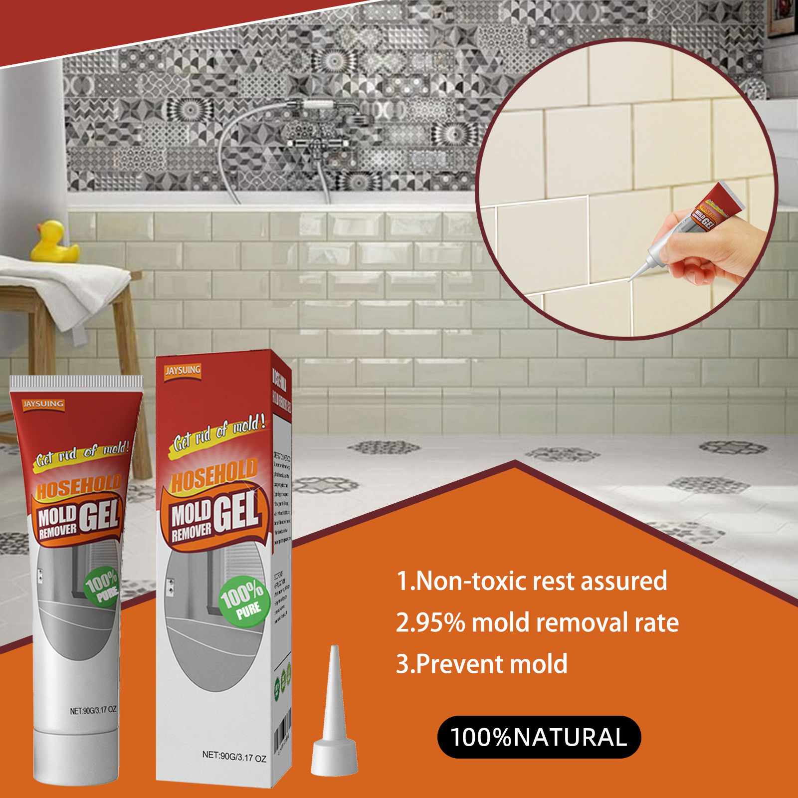 Jaysuing Wall Bathroom Kitchen White Wall Stain Remover Mildew Remover Mold Cleaner 