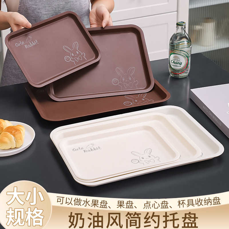 bandeja de plástico rectangular doméstica de cocina bandeja de té de refresco de frutas bandeja de té de almacenamiento simple anti-caída bandeja de barbacoa anti-sucia