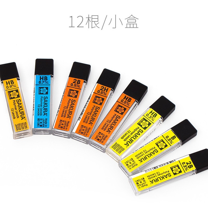 Minas para Portaminas 0.3/0.5/0.7/0.9mm Grafito Resistente a Roturas para Dibujo y Escritura