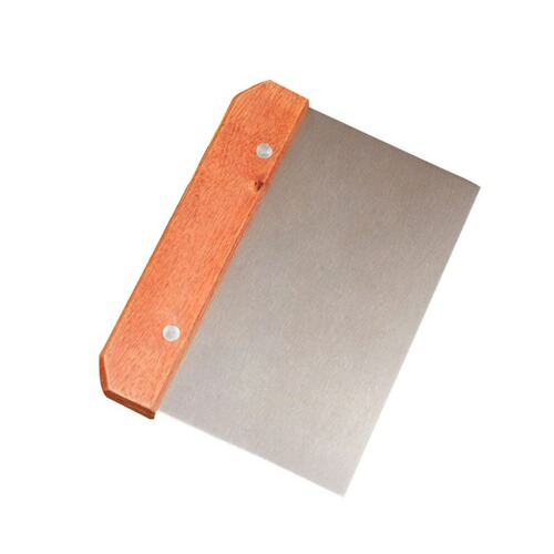 Stainless Steel Cutting Knife Wooden Handle Flour Cutter Single-Sided Rice Noodle Scraper Dough Cutter Rectangular Baking Scraper 
