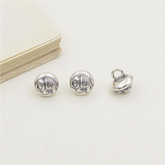 S925 Sterling Silver Button DIY Handcrafted Braided Bracelet & Necklace Connector—Elephant Charm Jewelry Accessory Materials