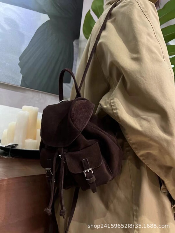 头层牛皮小众设计多口袋双肩真皮磨砂迷你双肩包女新款小背包全皮|undefined