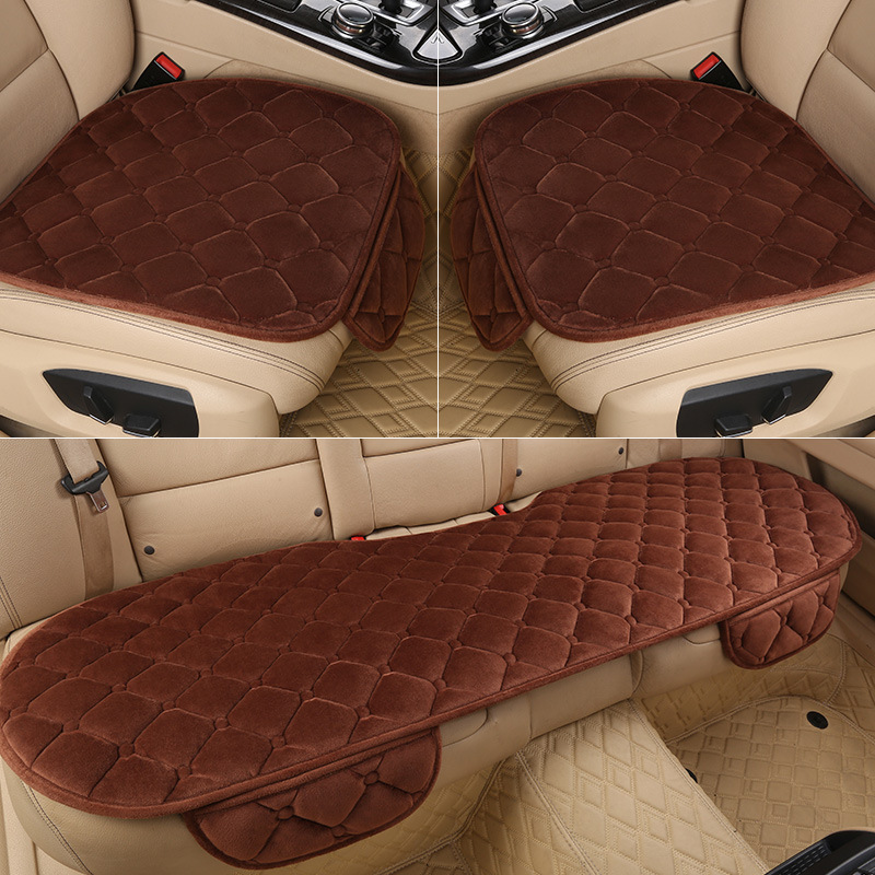 Driver's Seat — Universal Wool pad - coffee-color-crystal-velvet-three-piece-set