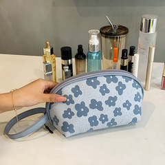 2022 Korean Version New Half-Circle Handbag Makeup Bag Toothbrush Storage Bag Flower Phone Bag Shoulder Bag Purse