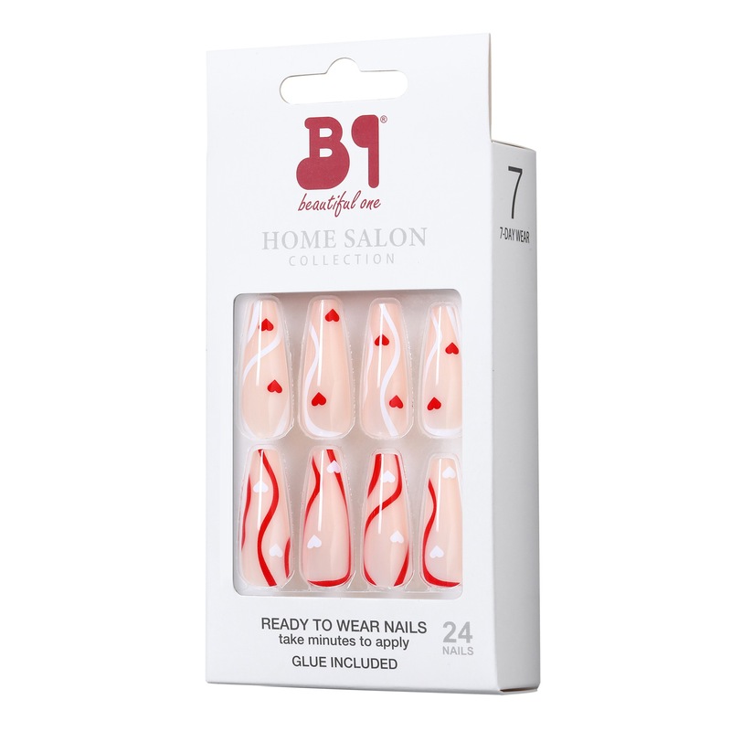 Valentine's Day Love Fake Nails European and American Popular Long Ballet Acrylic Fake Nails Guangdong Fake Nails Factory