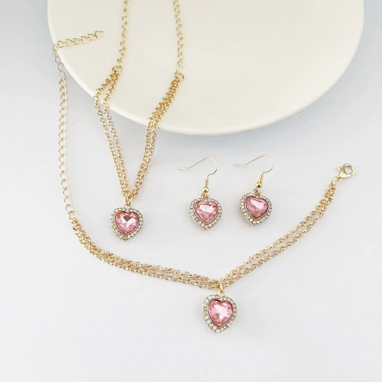 Креативное фуксия necklace и браслет, цепь, кольцо, комплект, европейский стиль, для импорта, простой и элегантный дизайн, яркий запоминающийся стиль