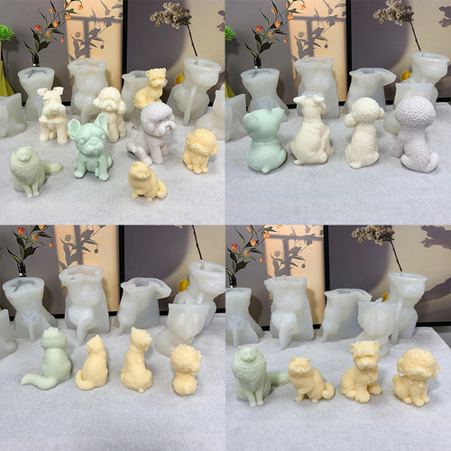 Serena Bichon Frize Puppy Scented Candle Diffusing Stone Silicone Mold DIY Teddy Dog Plaster Mold Ornament