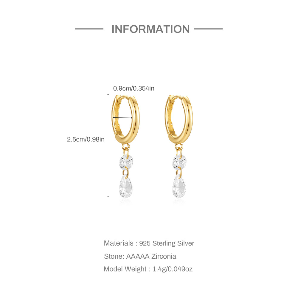 5g Weight 925 Sterling Silver Ear Needle Material Zircon Inlay Material Earrings Classification 1 Pair Quantity Holiday, Travel, Daily Occasion 925 Sterling Silver Material Geometric Pattern Women's Gender Plating Design Simple Style, Streetwear Style 1 Pair 925 Sterling Silver Zircon Geometric Earrings 4