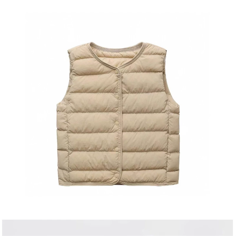 Трансграничные поставки Новый детский пуховик жилет мальчик девочка без воротника 90 бархатный детский теплый жилет