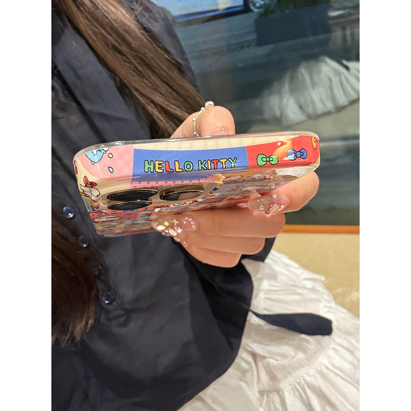 Divertida ilustración de dibujos animados KT cat para Apple 15Pro nuevo 16ProMax nicho 14/13 cadena 15PM hembra 16