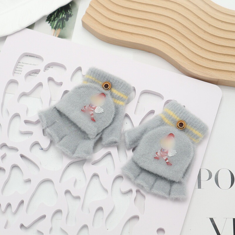 子供用カバー手袋秋冬新作半指保温防寒子供赤ちゃんとベルベットが厚くてかわいい両用字を書く|undefined