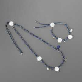MONS家赶海贝壳项链复古民族风手工编织玉石贝壳淡水珍珠手链项链