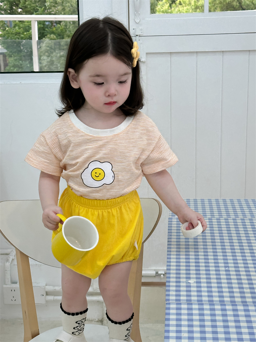 Baby verano delgado bolsas de niñas con un conjunto delgado 2025 ropa infantil coreana para niños con dos piezas
