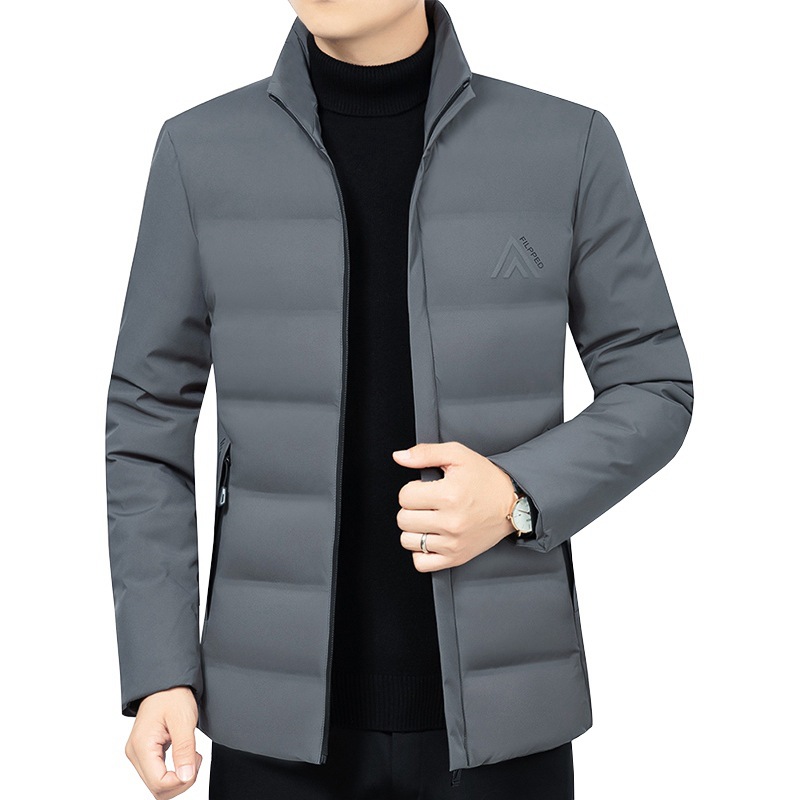 2024 invierno nuevo estilo chaqueta acolchada de algodón casual para hombres de mediana edad, chaqueta acolchada gruesa para papá, chaqueta acolchada cálida con cuello alto para hombres