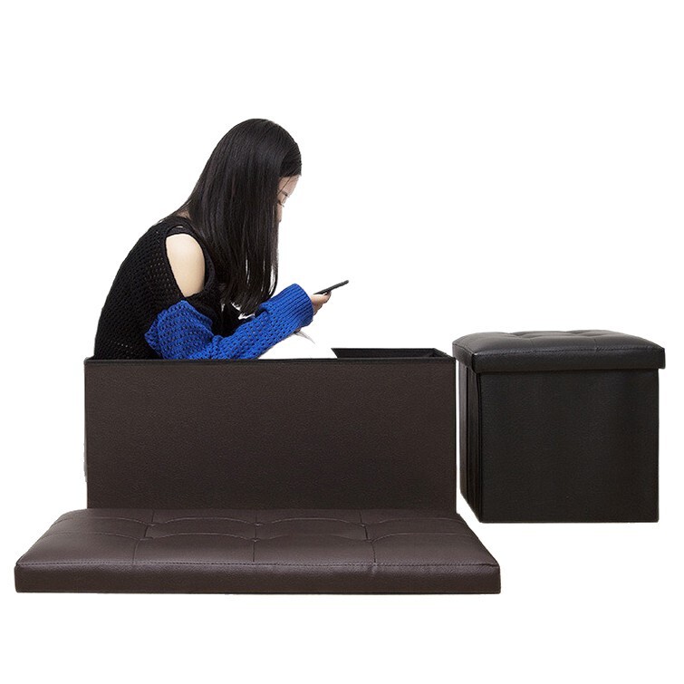 Pu レザー折りたたみ収納スツールは、プリントコットンとリネンの靴交換スツール家庭用多機能収納スツール整理ボックスに座ることができます|undefined