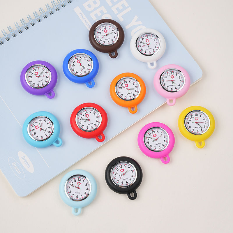 Dopamine Silicone Nurse Watch Creative Simple Round Hanging Watch Medical Examination Student Watch Nurse Pocket Watch Wholesale