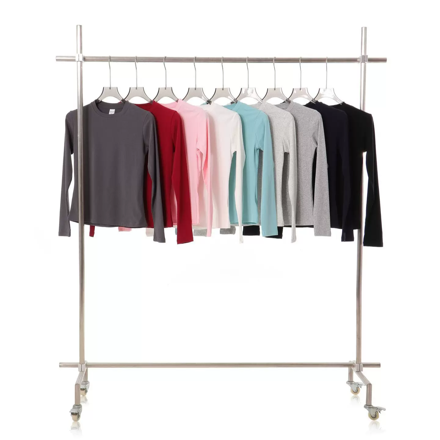 早秋230g氨纶纱修身女装圆领长袖T恤韩系纯色简约内搭打底衫上衣