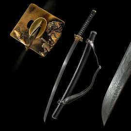 外贸批发鬼剑士一体大马士革纹日本刀东洋居合道长刀katana未开刃