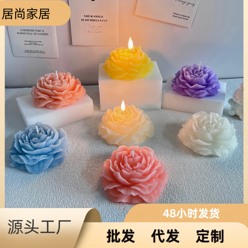 Flores de peonía, velas de aromaterapia, recuerdos de fragancias, flores artificiales, cosas buenas, adornos de regalo de velas de modelado creativo