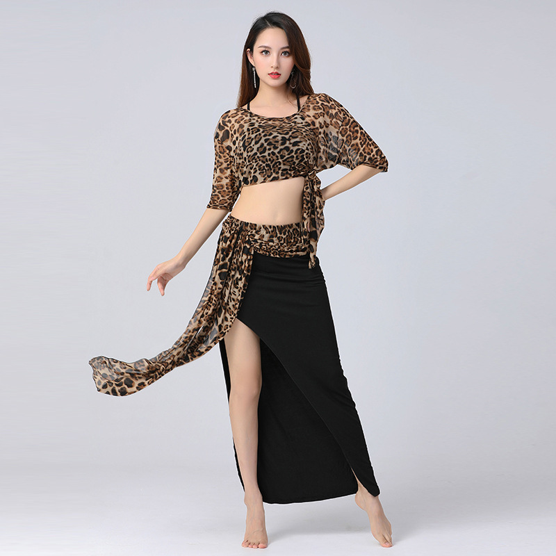 Summer Belly Dance Practice Suit New Style Bat Sleeve Slimming Large Size Floral Practice Performance Dress