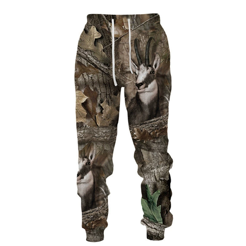 Брюки для фитнеса с 3D цифровой печатью, мужские повседневные брюки, камуфляжные мужские и женские спортивные брюки с лесными животными