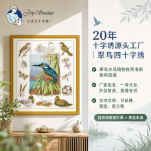 翠鸟四十字绣热销新款自然湿地水鸟花鸟合集客厅书房手工刺绣挂画