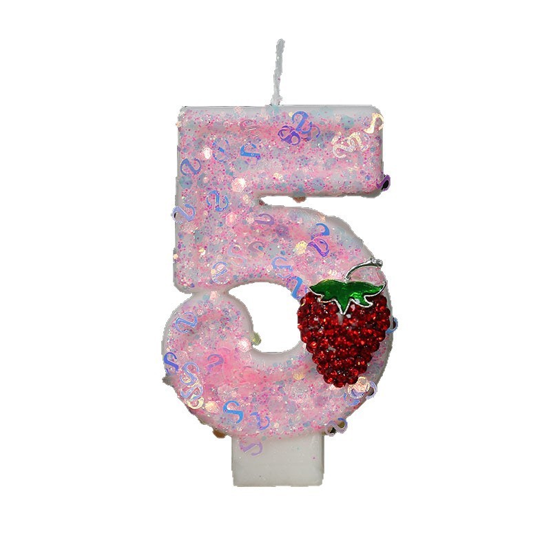 新款公主红色草莓数字蜡烛生日蛋糕庆生派对蜡烛0-9气氛装饰DIY|undefined