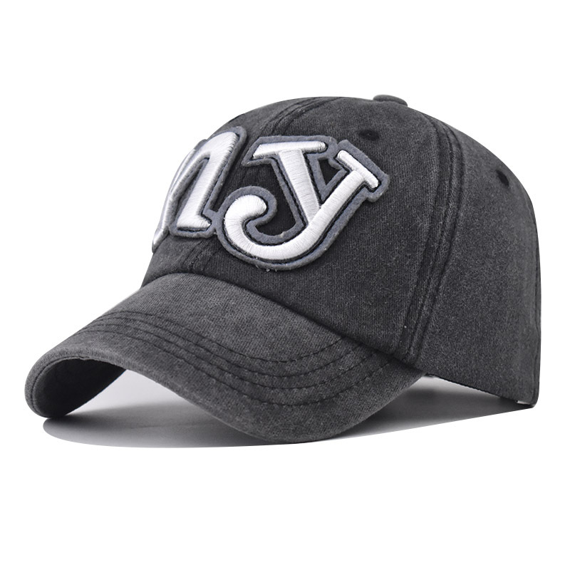 Algodón transfronterizo lavado con agua para hacer viejas gorras de béisbol bordadas de NY hombres y mujeres al aire libre gorras de lengua de pato de Nueva York
