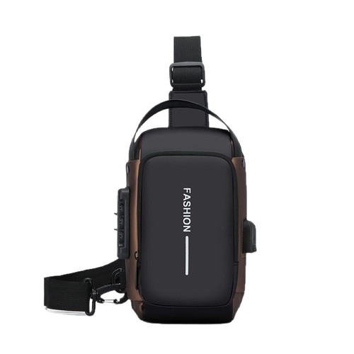 Mens Motorcycle Bag with Password Lock Anti-Theft Chest Bag Men's Crossbody Bag Chest Bag Outdoor Sports USB Port