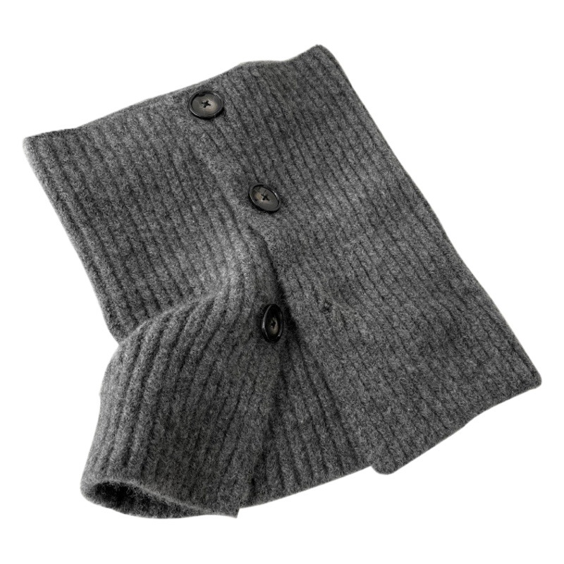 Jersey de cuello alto de lana de imitación, bufanda de punto para mujer, otoño e invierno, estilo k, versátil, cálido, color puro, polaina para el cuello, cuello falso