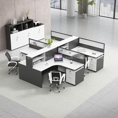 L$HL$H Staff Desk Minimalist Modern 4/6 Person Workstation Screen Booth Office Desk Chair Set