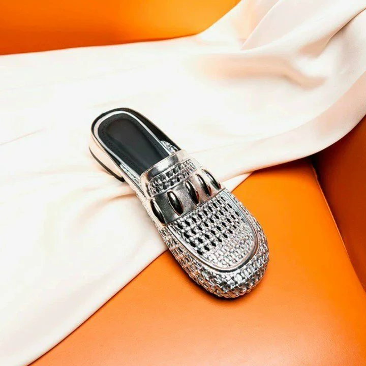 Женские летние мюли 2025 года, новые модели, на мягкой подошве, с мягкой поверхностью, плетеные, с вырезанным носком, полусандалии на среднем каблуке, дышащие, 2,5 см.