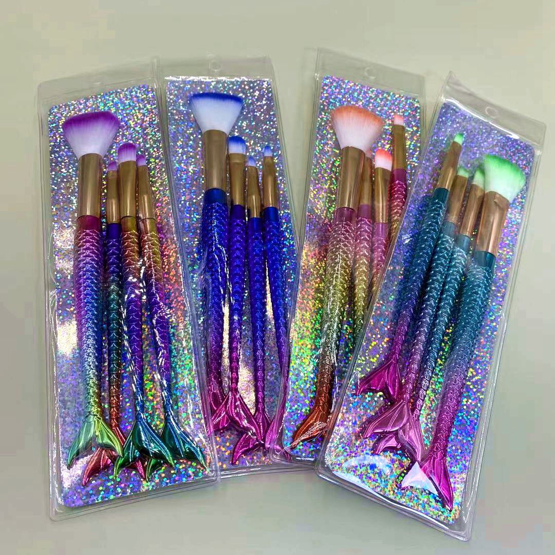 Corrugated nylon wool Material Lady Corrugated Nylon Wool Plastic Handgrip Makeup Brushes 1 Set
