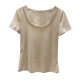 Shoulder Short-sleeved T-shirt Women's Large Round Neck Ice Silk Interior Summer Ultra-thin Pure Top Low Collar Tencel Base Shirt