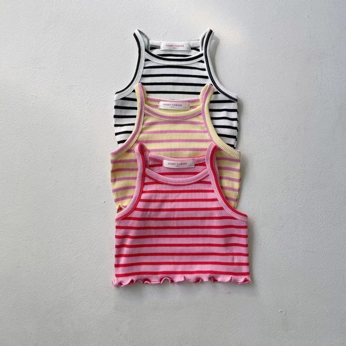 23 Summer Girl Baby Contrast Striped Tank Top Girls' Child Sleeveless Blouse Children's Knit Tank Top 0033A003