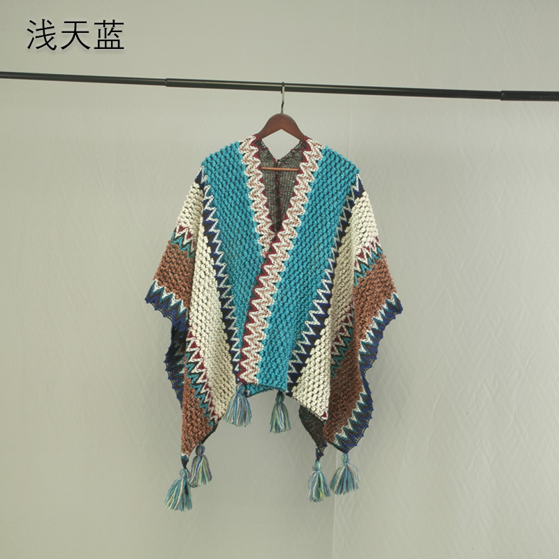 云南民族风披肩斗篷外搭新疆西藏早春加厚款旅游围巾开衫两用云肩|undefined