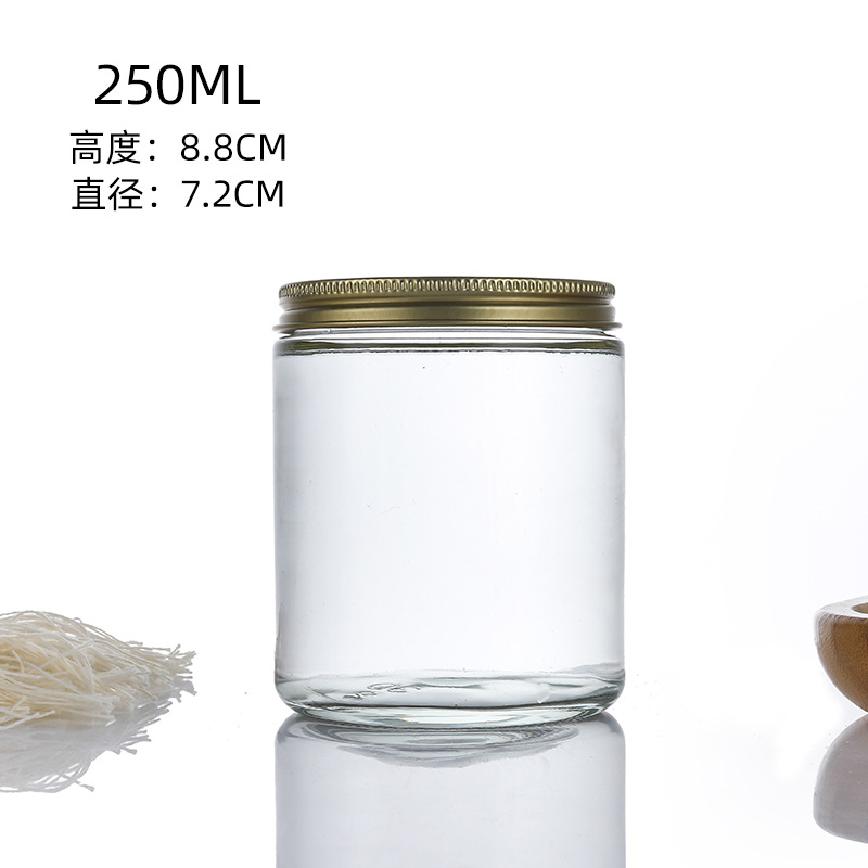 250ml taza de vela de vidrio marrón aromaterapia diy taza vacía con tapa botella de vela de vidrio transparente candelero fragancia taza vacía