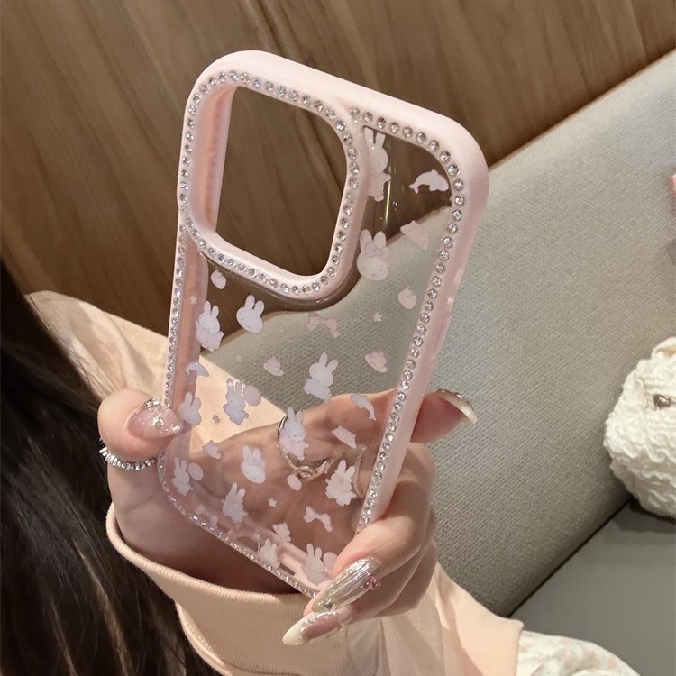 クリエイティブなドット柄ミッフィーラビット iPhone17対応ハードケース 16promax12対応ハードケース 可愛いiPhone1513対応ピンク|undefined