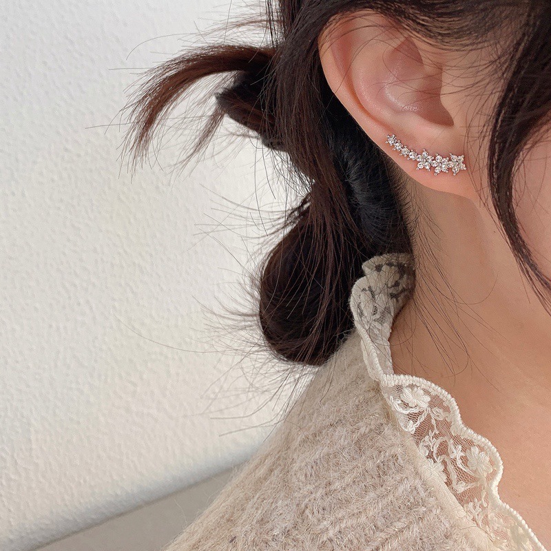 Korean-style Star Zircon Ear Nail Ear Bone Clip Niche Design Small Flower Ear Hook Ins Style High-grade Sense Alloy Earrings
