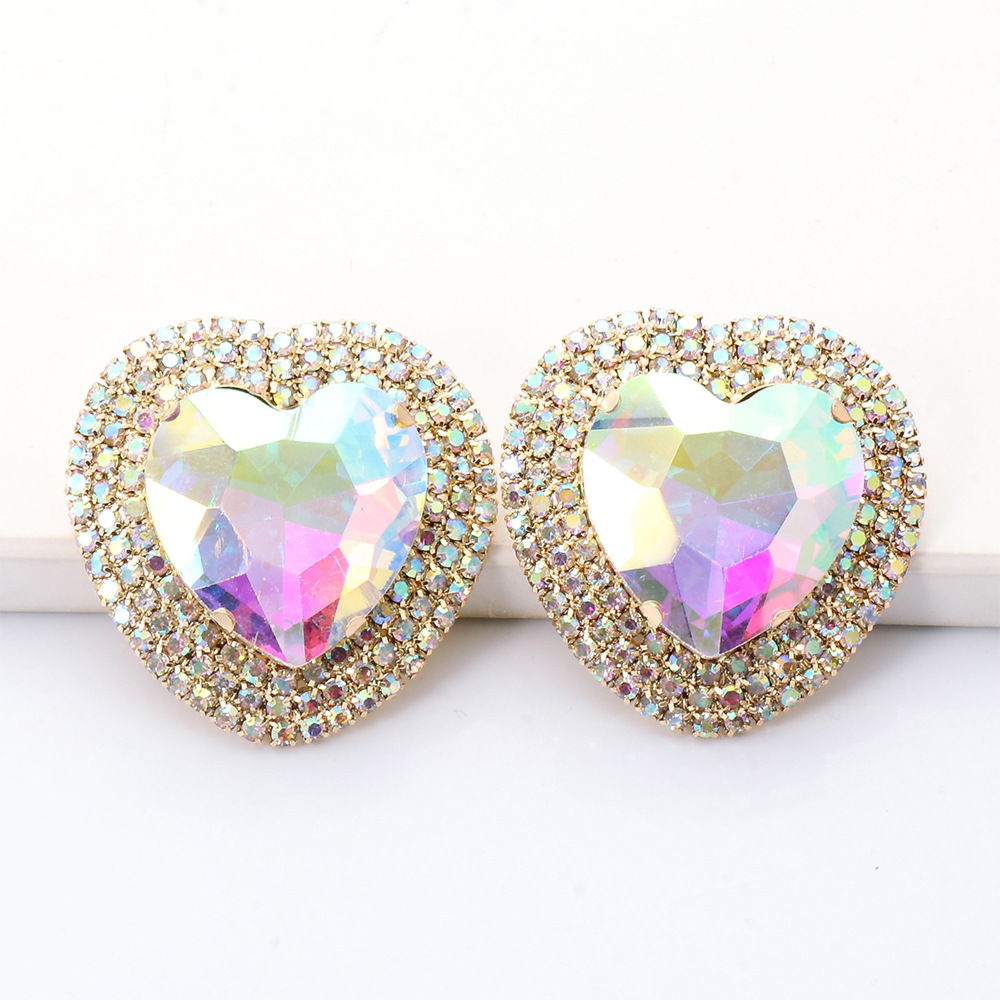 fashion heart-shaped alloy diamond earrings
