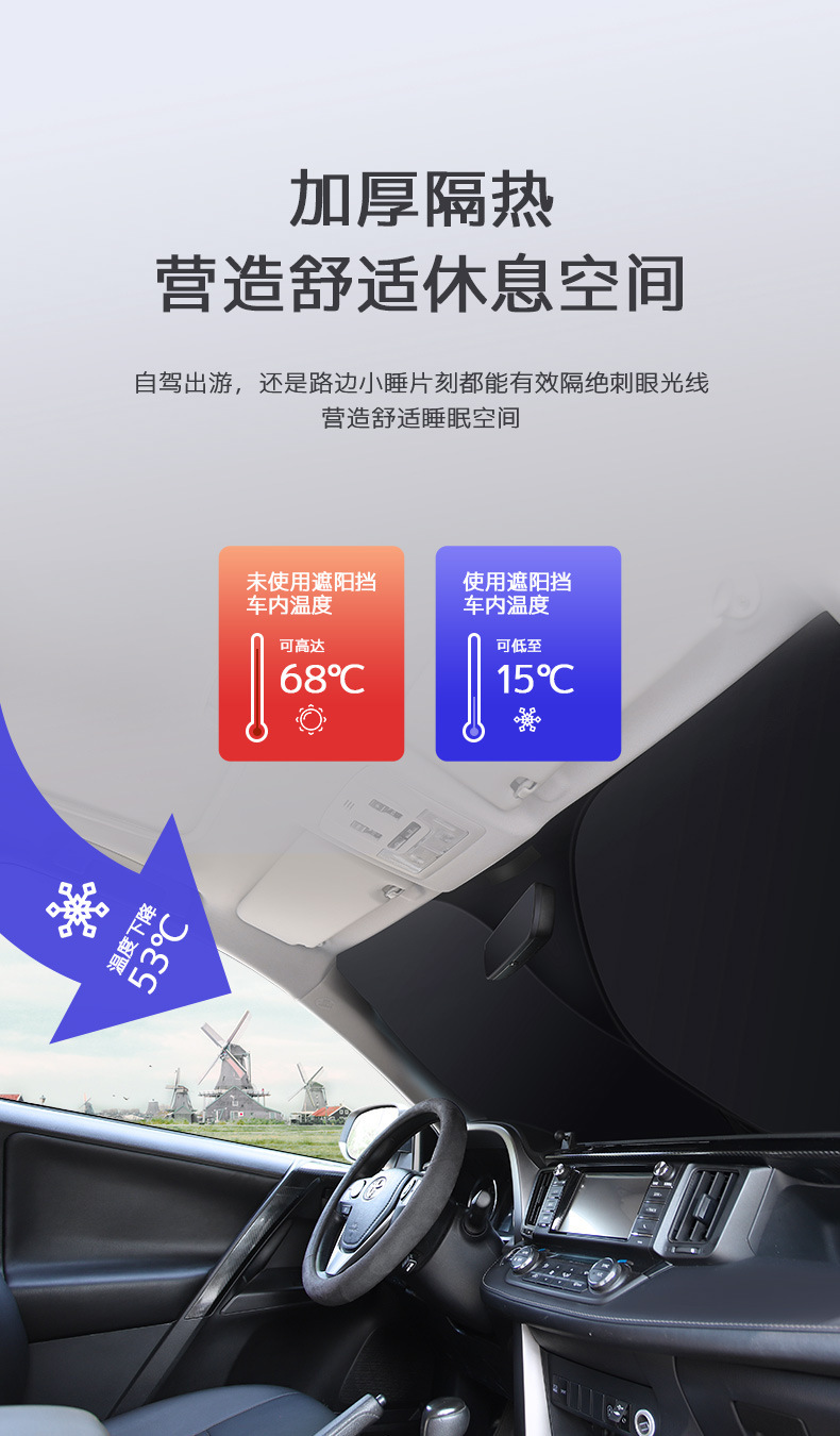 Car Sunshade Front Windshield Sunshade New Folding Double Circle Sunshade Car Front Sunshade