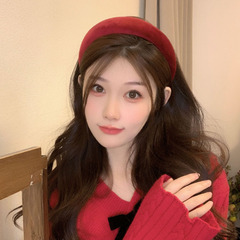 New Year's headband Christmas velvet high skull retro red female Korean Internet celebrity pressed hair headband wide-brimmed hairpin headdress
