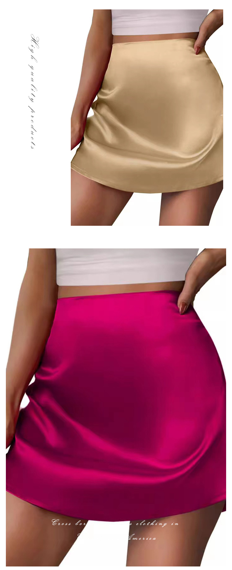 Women's Clothing Women's High-Waisted Mini Skirt Pleated A-Line Midi Satin Skirt For Formal & Casual For Women_ecoleips.com