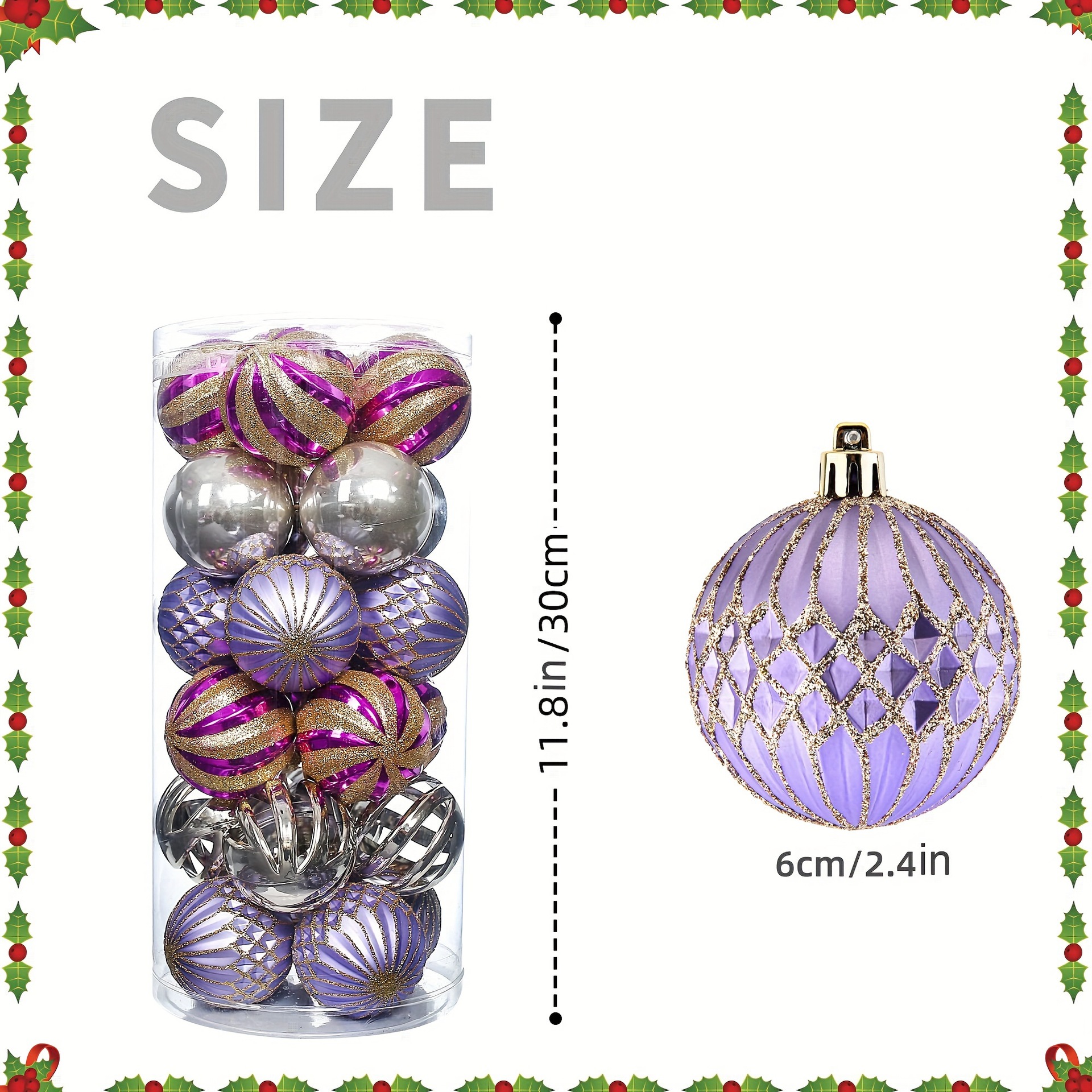 Nueva bola hueca 6cm24pcs púrpura alta lujo bola de Navidad árbol de Navidad colgante bola de decoración de Navidad