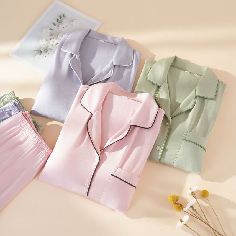 Women's New Simple Modal Summer Thin Pajama Set with Short Sleeves and Shorts, with Chest Pads, Suitable for Home Wear and Can Be Worn Outside Women's New Simple Modal Summer Thin Pajama Set with Short Sleeves and Shorts, with Chest Pads, Suitable for Home Wear and Can Be Worn Outside