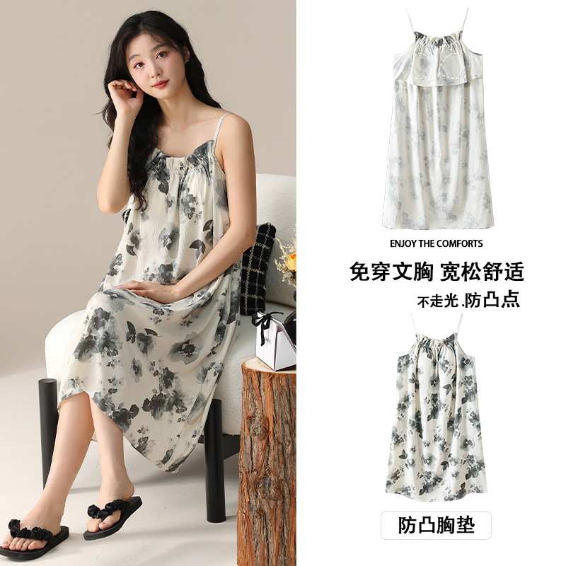 Pijama de mujer 2025 nuevo verano cabina con cojín de pecho en una mujer verano hermoso pijama de mujer de verano sexy