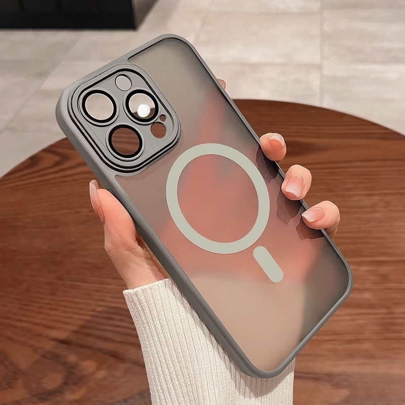 iPhone17、Apple 14Promax、磁気吸着式透明つや消し15対応、レンズフィルム付きフルカバー保護ケース|undefined