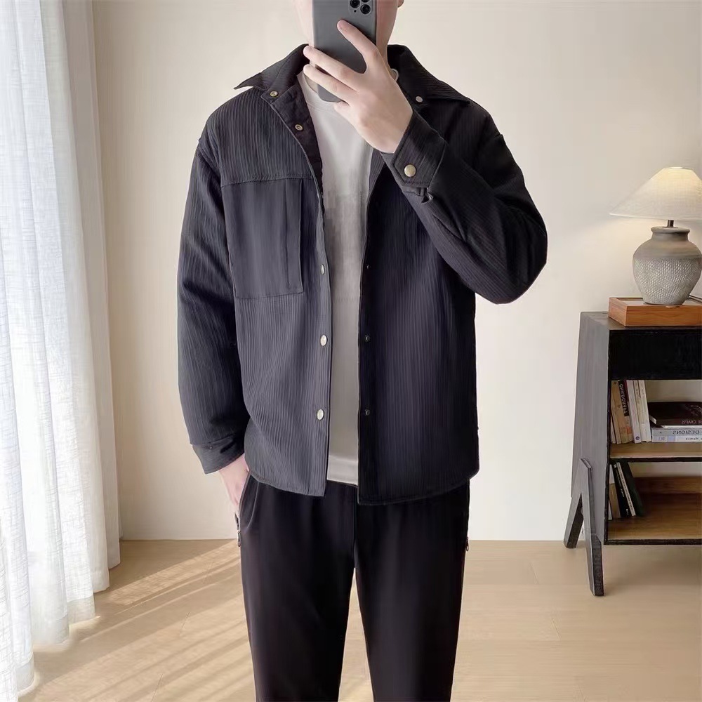 따뜻한 겨울 남자 겨울 두꺼운 따뜻한 다운 재킷 짧은 옷깃 셔츠 재킷 남자 N1020F