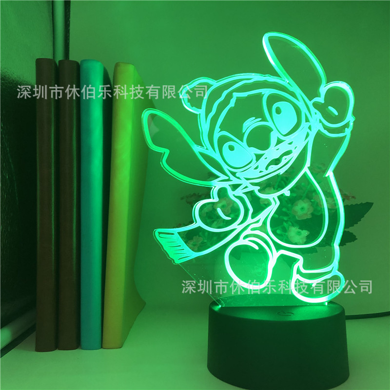 Stitch 3D noche luz colorida táctil control remoto nuevo creativo USB dormitorio escritorio atmósfera lámpara de mesa LED regalo