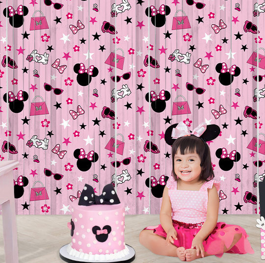 New rain silk curtain 1*2M cartoon Mickey Minnie unicorn suit children's birthday party venue layout